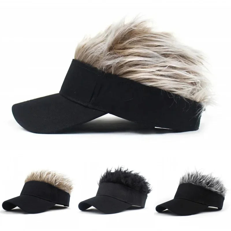 Mens Spiked Wig Hairs Golf Baseball Cap Outdoor Sunshade Sports Sunhat Fancy Performance Party Casual Hip-Hop Dance Visors Hat