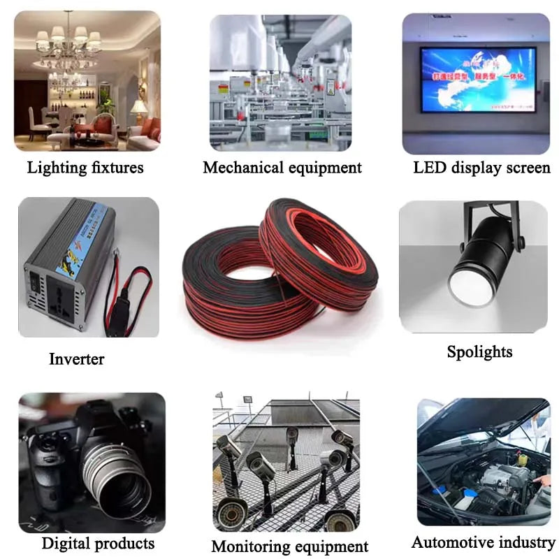 2Pin Silicone Cable 10 12 14 16 18 20 22 24 26 AWG Super Soft Copper Electrical Wire 5m 10m 20m For Car Battery Inverter Motor