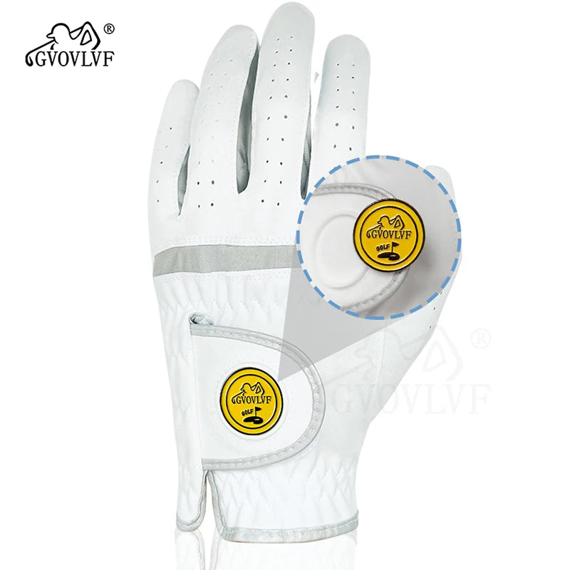 1 Piece Men Golf Glove Micro Soft Fabric Breathable Comfortable Fitting With Magnetic Marker Replaceable For Golfers