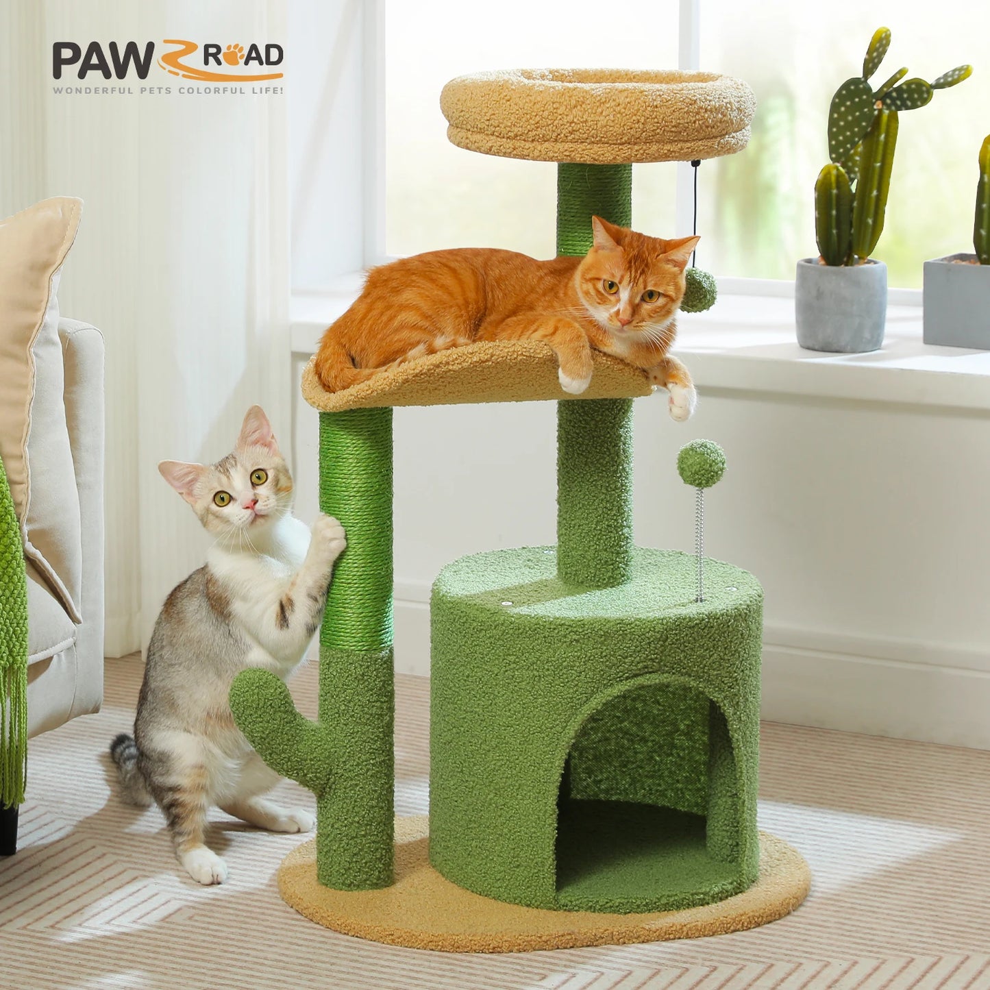 Flower Cat Tree with Natural Sisal Scratching Post, Cozy Cat Condo, Top Perch, Small Cat Tower for Small Indoor Cats, Pet Toys