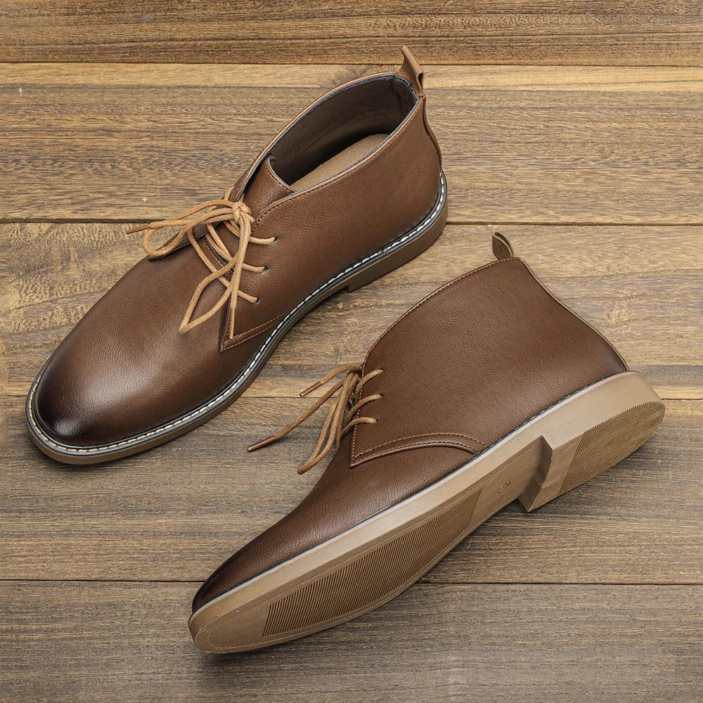Desert Boots Ankle Boots For Men Leather Lace Up Low Heel
