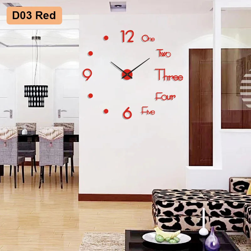Modern 3D Wall Clock – Soundless, 90–120cm, Home & Office Decor