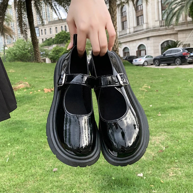 Women's Luxury Beaded Mary Jane Leather Shoes Spring/Autumn Fashion Comfortable Elegant Flat Black Walking Shoes Zapatos Mujer