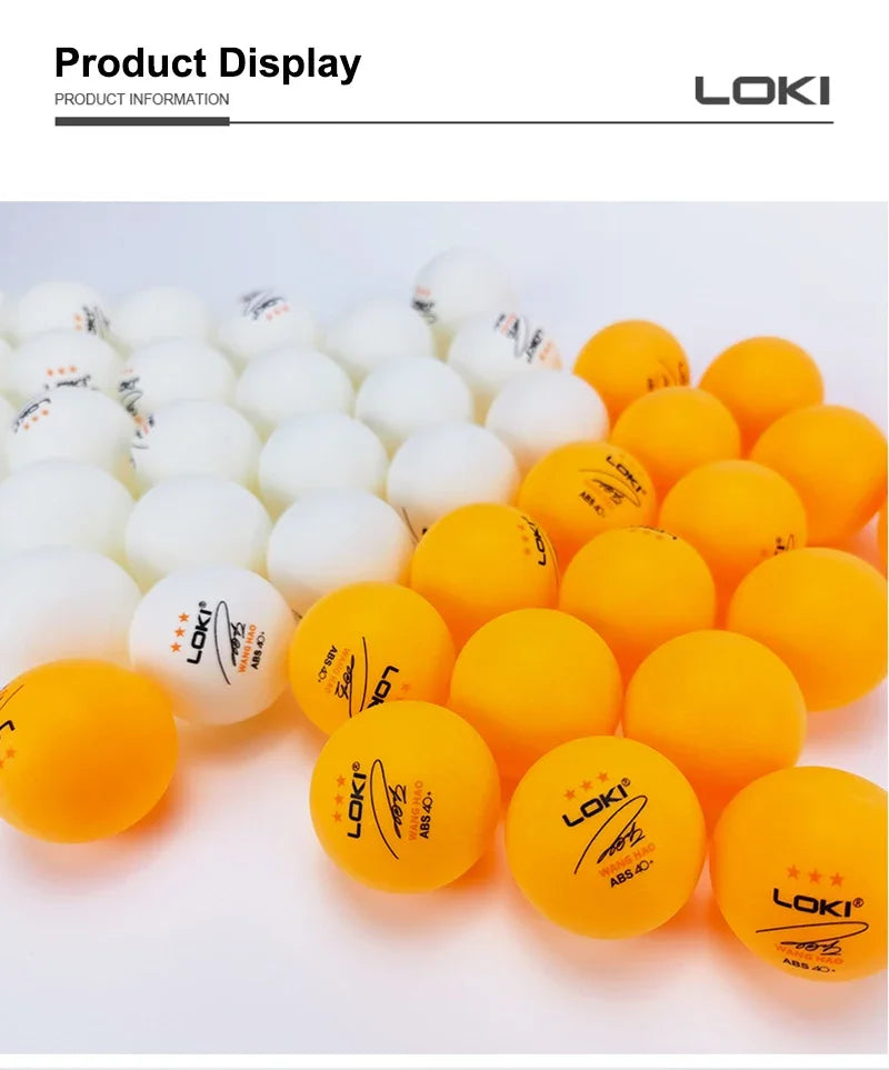 50/100PCS LOKI Table Tennis Balls 3 Star 40+ New ABS Plastic Material Ping Pong Balls with Seam Club Training Ping Pong Balls