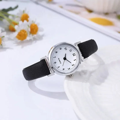 Women’s Fashion Quartz Watch with Small Dial – Elegant Leather Strap Casual Timepiece