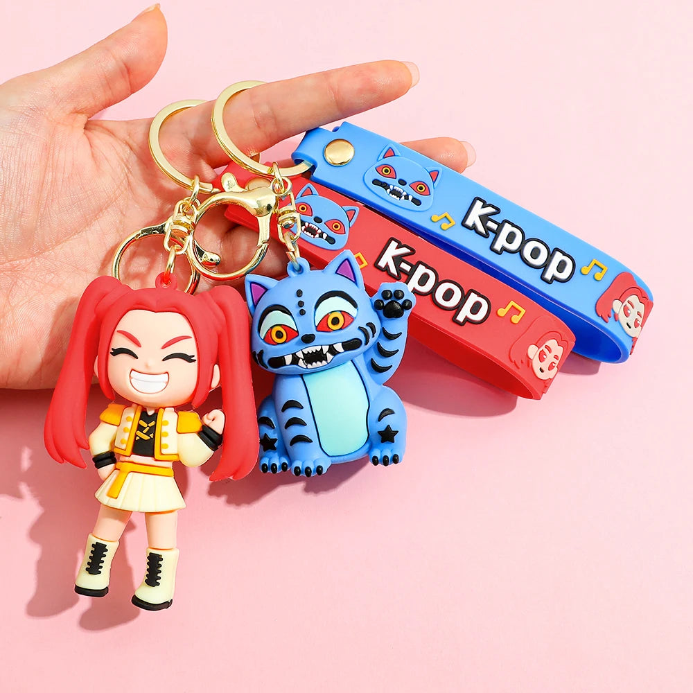 KPOP Demon Hunters Tiger Keychain – Cute PVC Key Ring for Kids & Fans