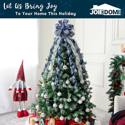 Glitter Snowflake Tree Topper Bow – Holiday Ribbon Decor