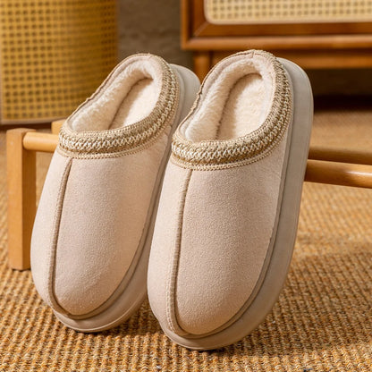Mens Plush Fleece Lined Slippers With Thick EVA Sole Indoor Outdoor Non Slip