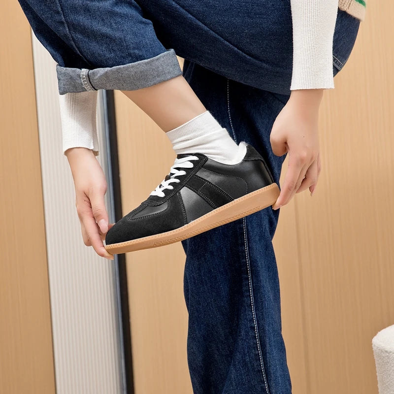 AIYUQI Women's Sneakers 2025 New Genuine Leather Ladies Moral Training Shoes Casual Spring Flat Shoes Women