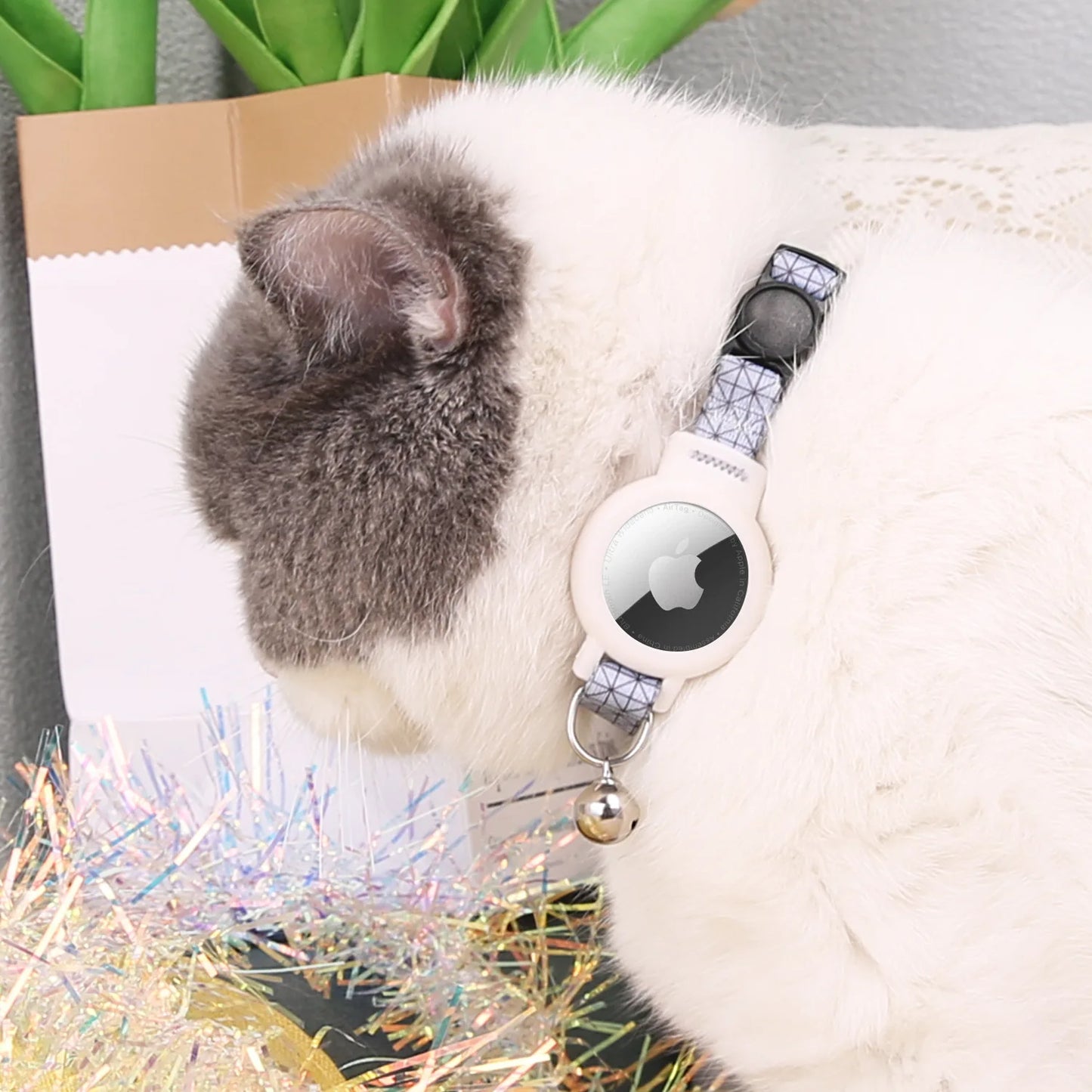 Pink Nylon Cat Collar With Bell For Tracking Device