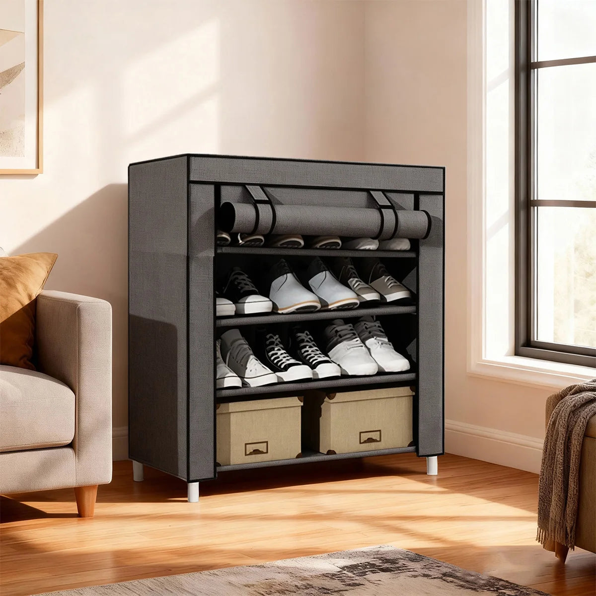 Shoe Rack Assembly, Multi-Layer, Simple, Dust-Proof, for Home Use, Placed at the Entrance, Dormitory, Rental House, Indoor Shoe Storage, Vertical Shoe Cabinet