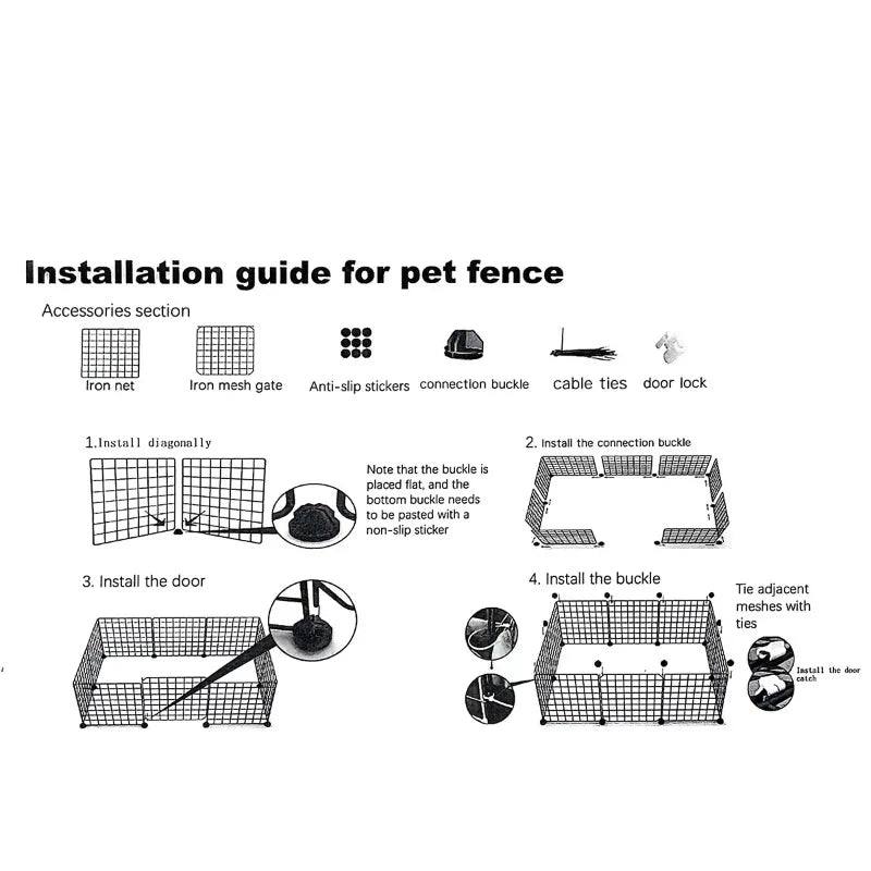 DIY Pet Fence Panels Simple Wire Mesh Panels for Rabbit Cat and Dog Cages Stackable Assembleable Fences Multi Functional Cages