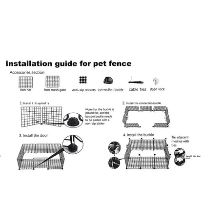 Pet Fence Panels 35x35 Cm Iron Wire Mesh Black With Universal Connectors