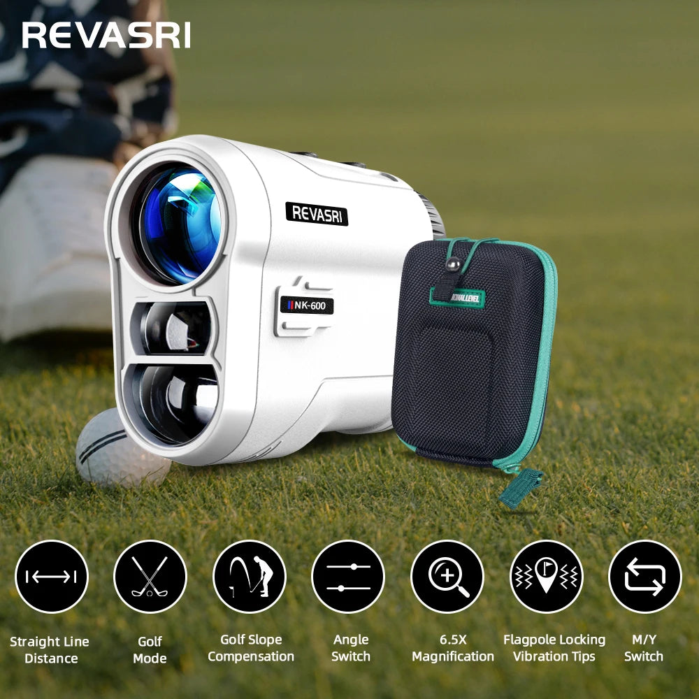 REVASRI Golf Laser Rangefinder 600M Telescope with Flag-Lock Slope Pin Distance Meter for 1000M Camouflage Hunting Monocular