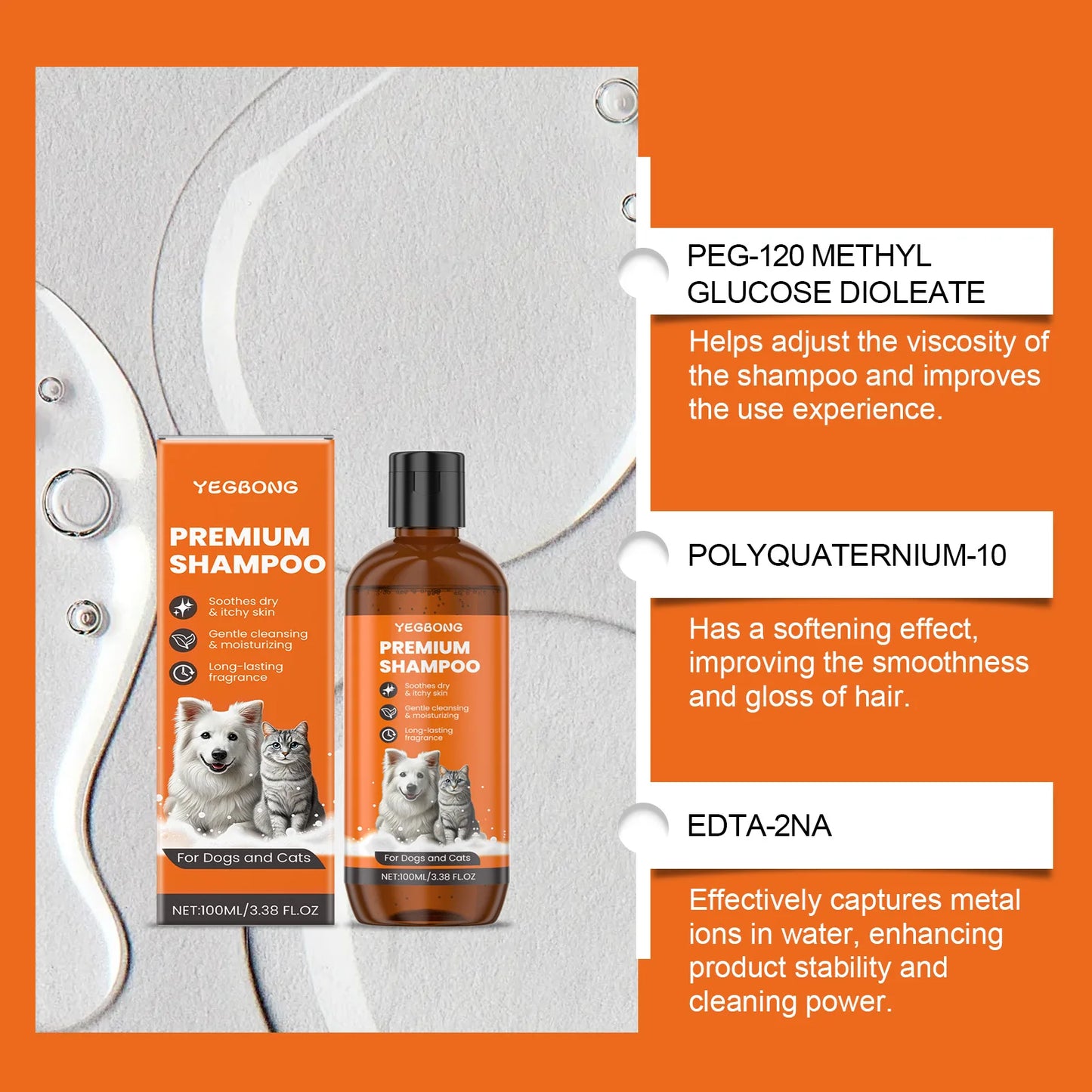 Natural Pet Shampoo for Dogs & Cats, Coconut Oil Derivative Formula, Removes Odor & Tangles, Flea & Insect Repellent,