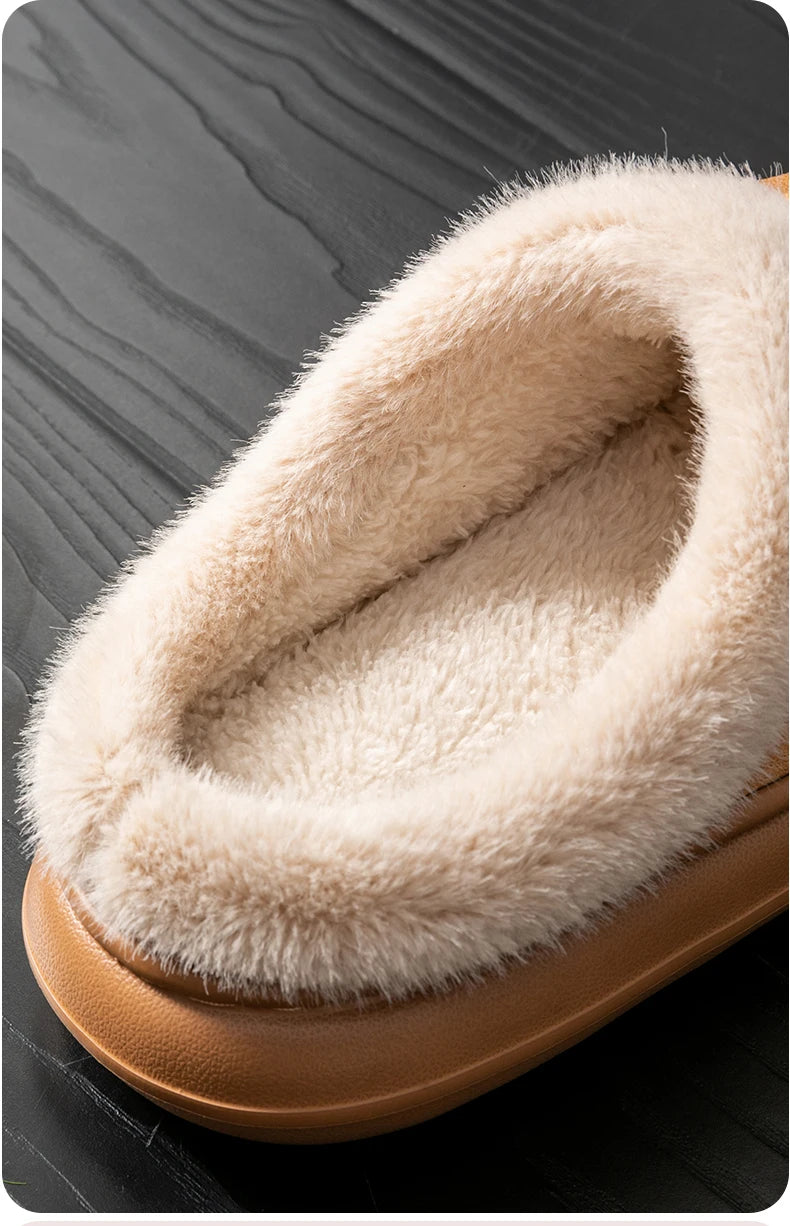 Autumn And Winter Men's Cotton Slippers Plush Warm Thick Home Wear Non-slip Wear-resistant Soft Bottom Comfortable Warm Shoes
