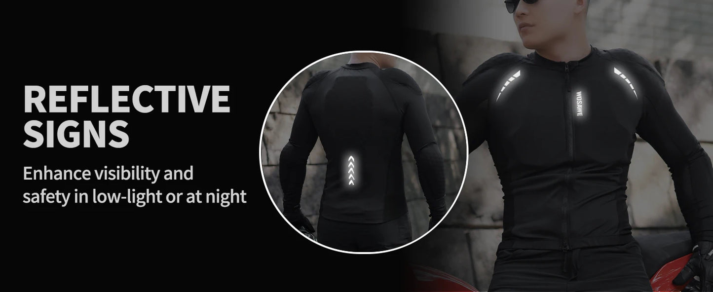 WOSAWE Motorcycle Jacket Full Body Armor Protection Jackets Motocross Racing Clothing Moto Riding Protectors CE Certification