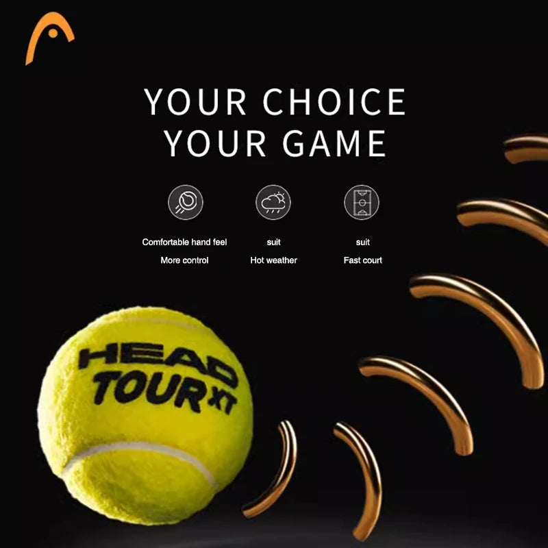 HEAD Tour XT Tennis Professional Tennis Game Training Ball Masters Ball Rubber Canister Single Practice Gold 3 Pcs 1 Can