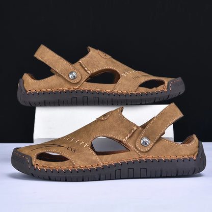 Men's Sandals Bonded Leather Breathable Slip-On Anti-Skid Outdoor Beach