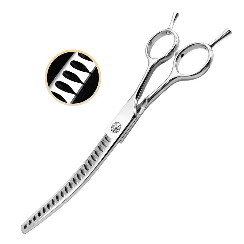 Professional Pet Grooming Scissors – 7 Inch Curved Thinning Scissors for Dogs & Cats