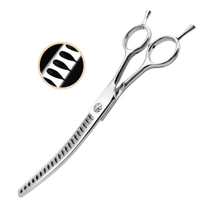 Pet Grooming Scissors 7-Inch Curved Thinning Stainless Steel for Dogs and Cats