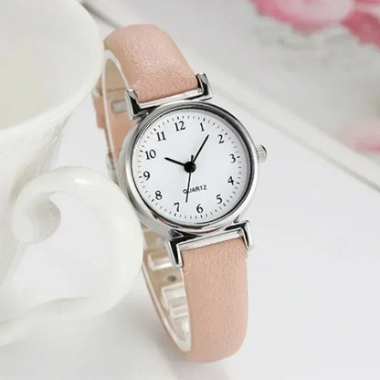 Women’s Fashion Quartz Watch with Small Dial – Elegant Leather Strap Casual Timepiece
