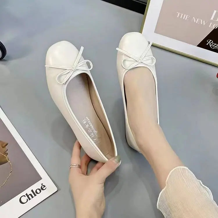 2025 Spring Summer New Arrival Evening Breeze Flats Gentle Bow-Knot  Design Commuter Versatile Single Shoes