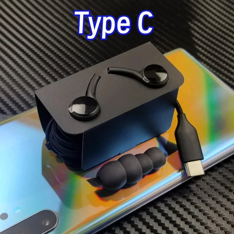 Original Type C Wired Headphones For Samsung Galaxy S25 S24 S23 S22 S21 Ultra 3.5mm AUX Earbuds Note20 A54 A53 Xiaomi Earphone