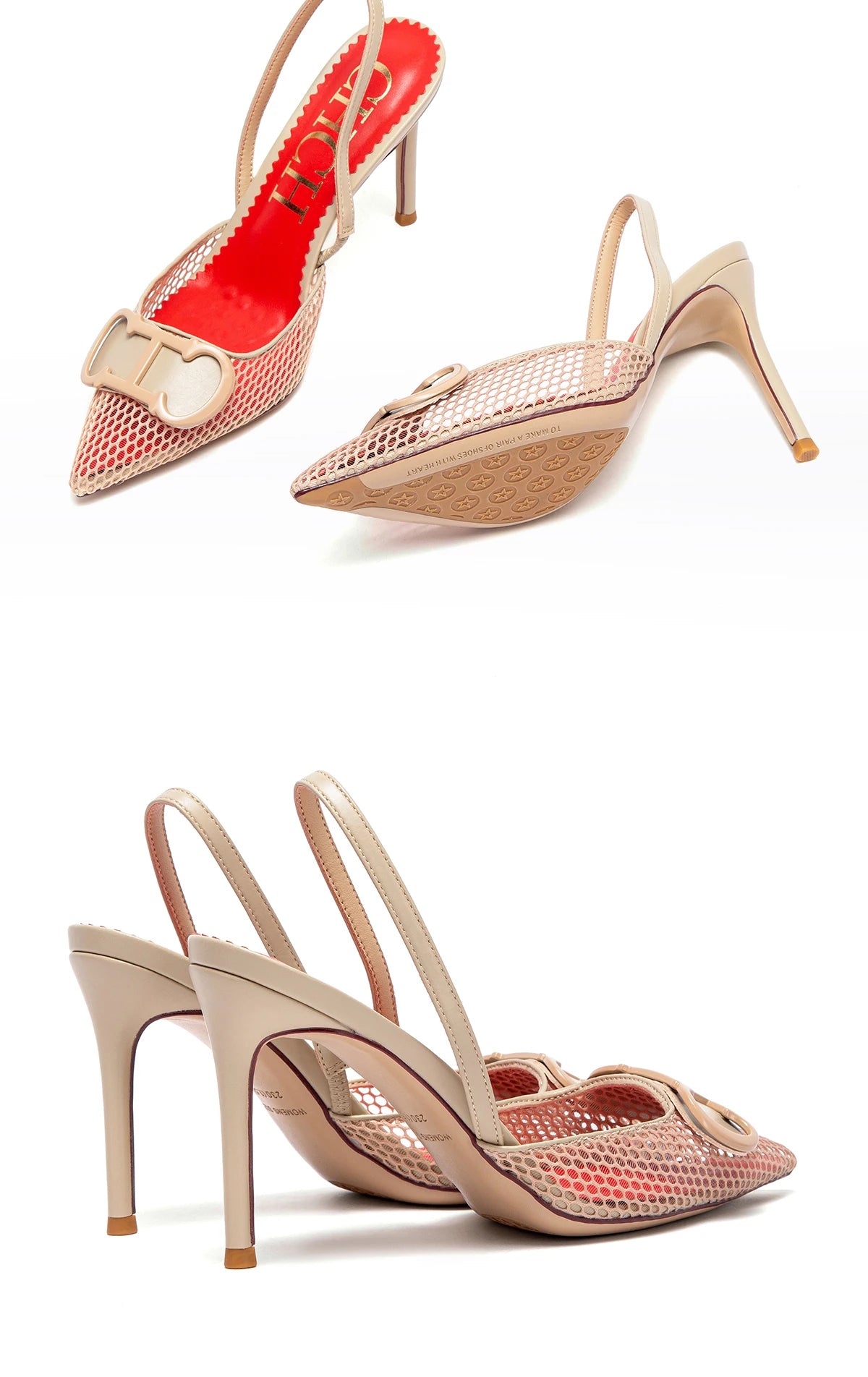 Women's Breathable Mesh High Heel Pumps Black 9 cm Heel