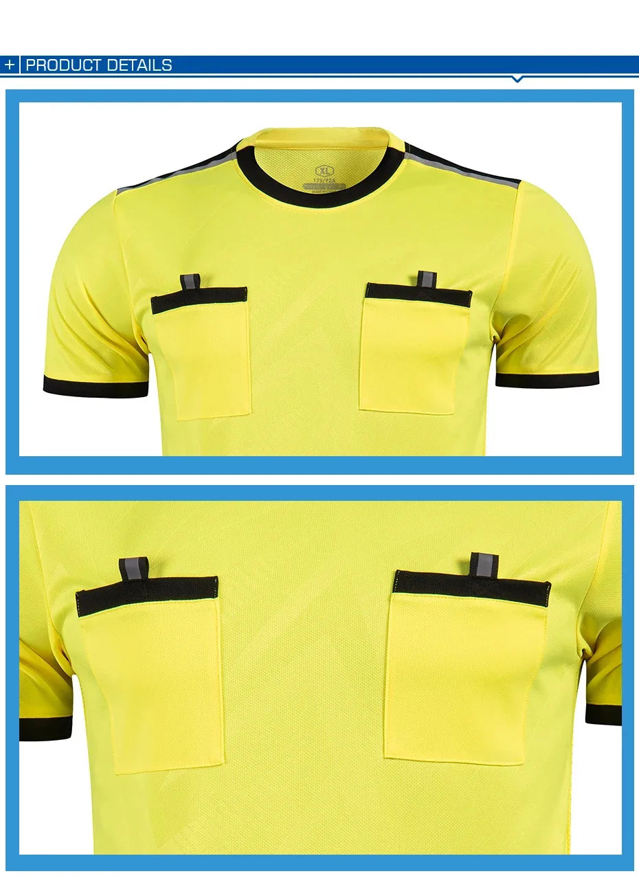Football Kits 2025 Men Referee Uniforms Soccer Football Jerseys Shirts Pockets Judge Short Sleeve Team Shirt Sportswear Clothes