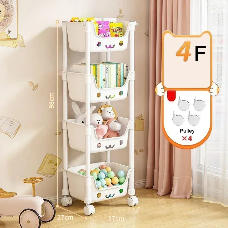 Macaron Storage Handcart Snack Storage Rack Movable Household Large Capacity Wheeled Kitchen Rolling Rack Children Storage Rack