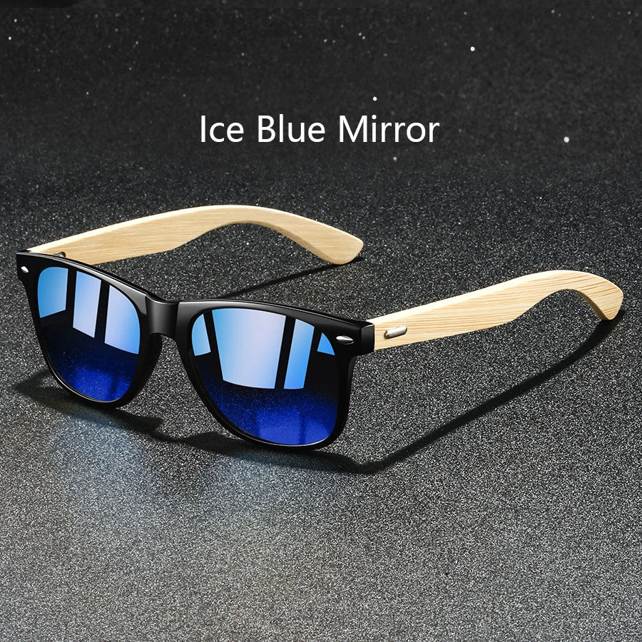 Fashion Bamboo Wood Vintage Square Sunglasses Wooden Men Women Luxury Brand Designer Sun Glasses Driving Fishing UV400 Eyewear