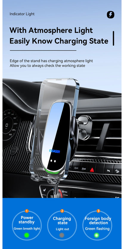 Wireless Car Phone Holder With 15W Fast Charging Air Vent Mount