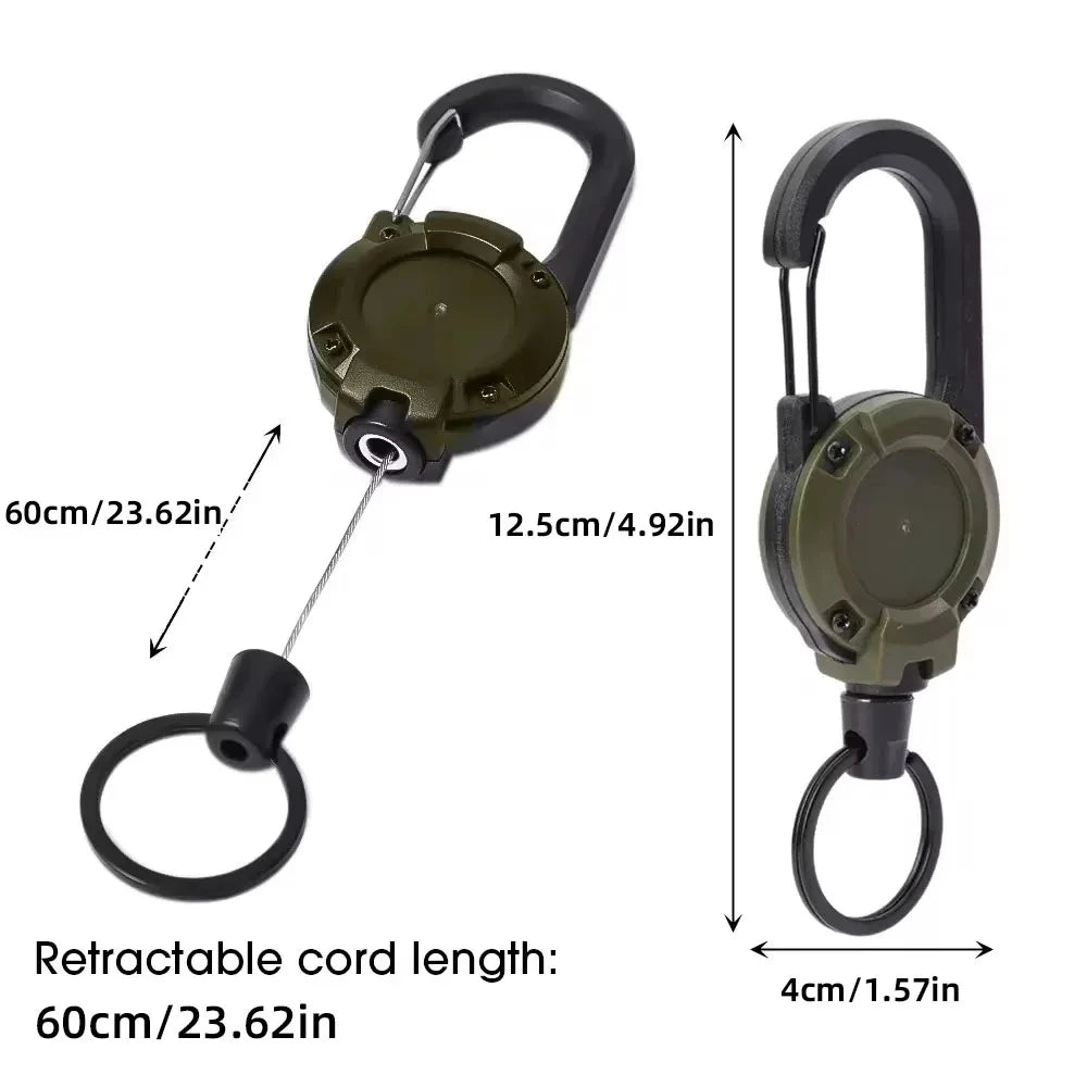 Retractable Wire Rope Carabiner, Plastic Body, 4x12.5cm, 60cm Cord
