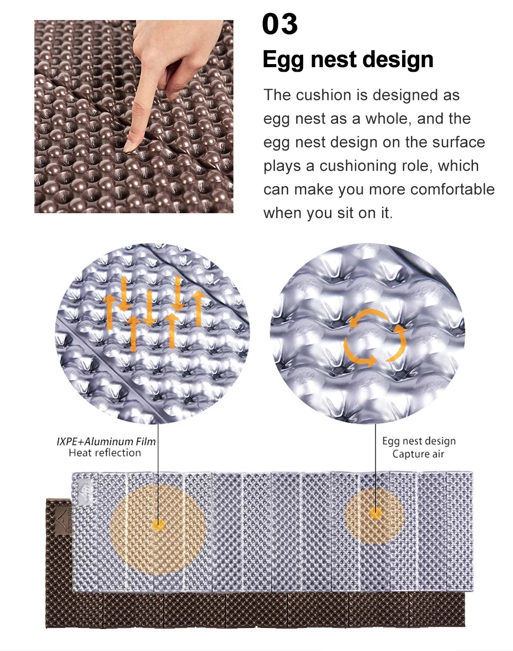 Ultralight Folding Egg Nest Camping Pad Portable Foam Sleeping Mat with Storage Bag for Outdoor Hiking Backpacking Camping