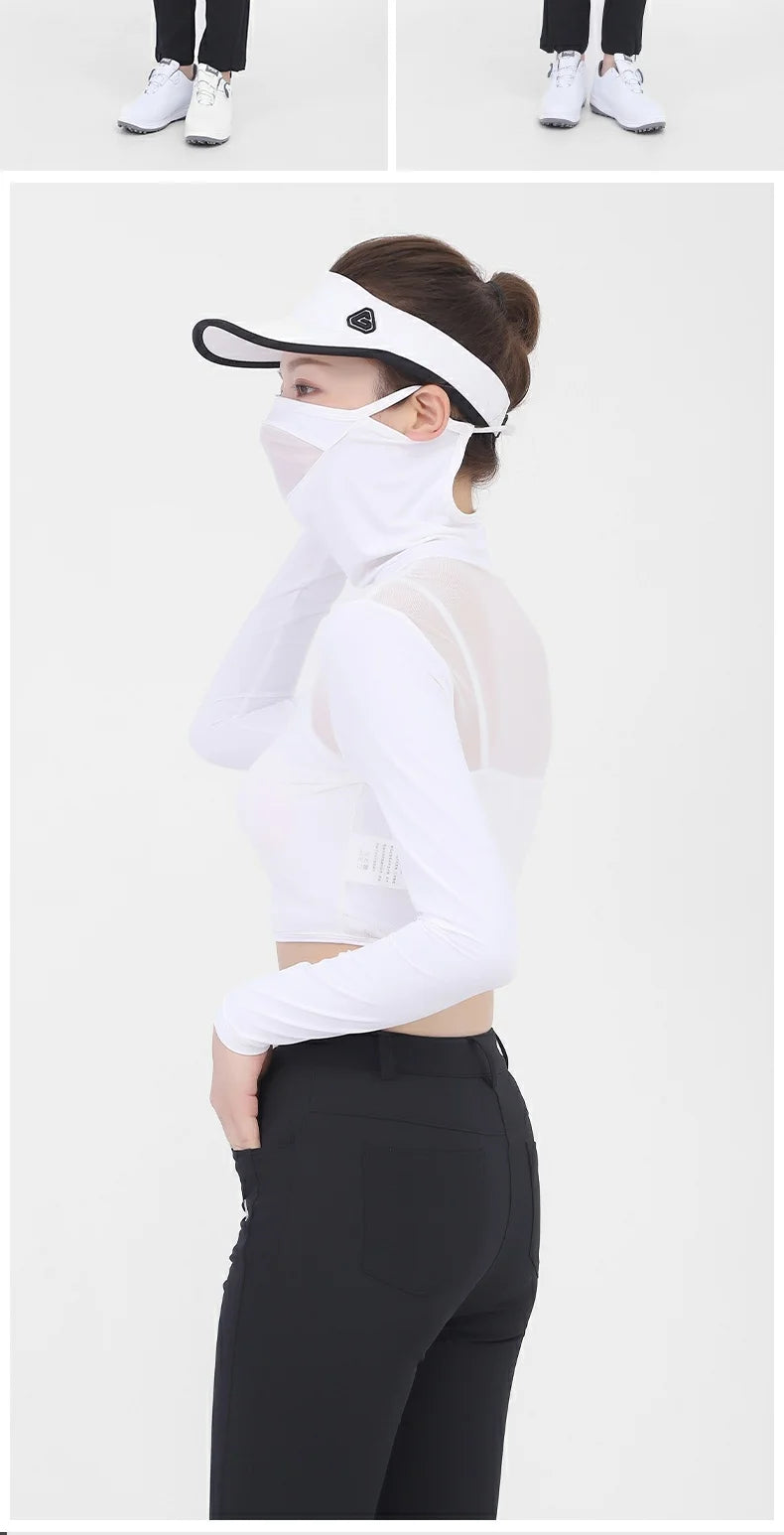 PGM Golf Women's Underwear Ice Silk Cooling Long Sleeve Bottom Shirts Sunscreen Breathable Golf Crop Tops Skin Friendly