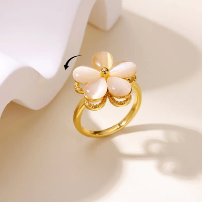 Four Clover Flower Ring Metal With 18K Gold Plating Fidget Anti Stress
