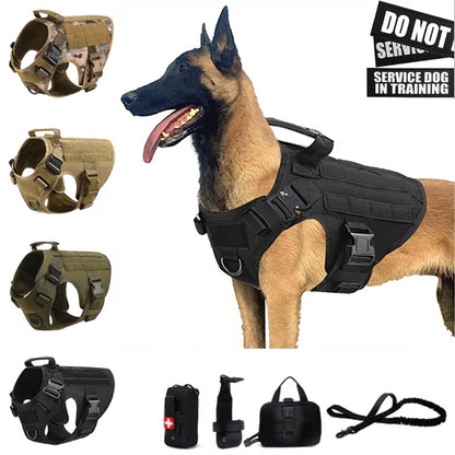 Tactical Military Nylon Dog Harness And Leash Set For All Breeds