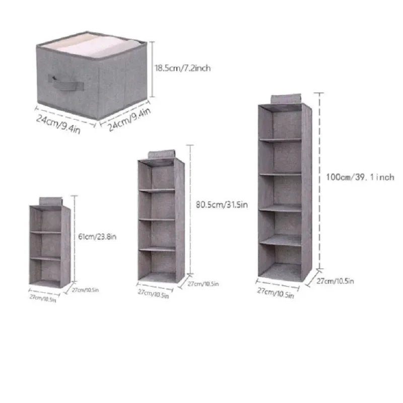 1/3/4/5 Wardrobe cotton and linen storage bag hanging bag hanging bag clothes storage multi-layer storage bag drawer hanging bag