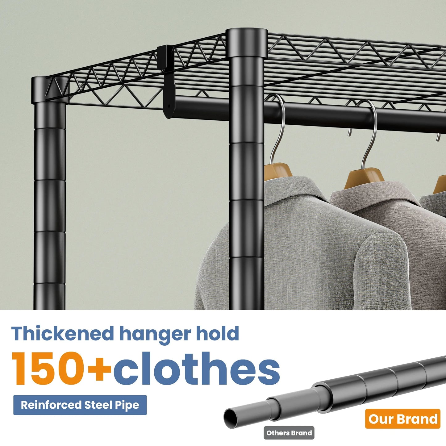 Clothes Rack Storage Organizer Wardrobe Hanging Clothes Freestanding Portable Heavy Duty 960 lb for Cloakroom Bedroom Entrances