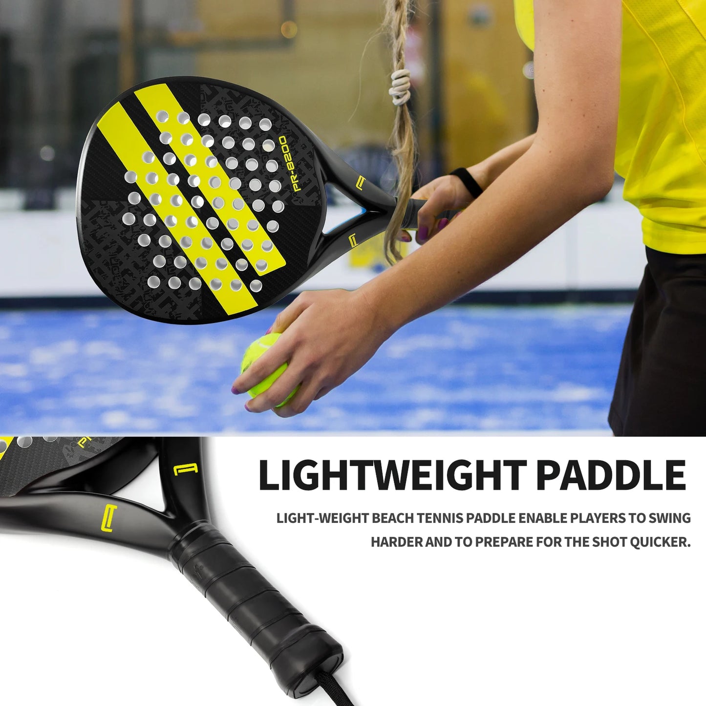 IANONI Padel Racket Carbon Fiber Surface with EVA Memory Flex Foam Core Lightweight Padel Racquet