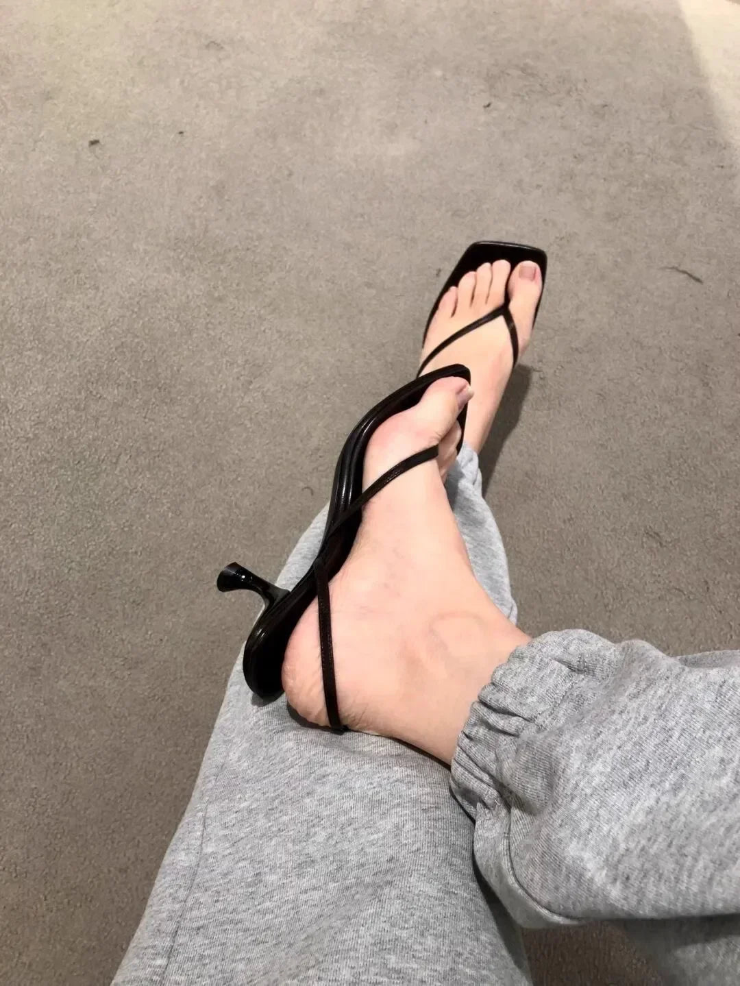 Retro Square Toe Clip Toe Sandals Kitten Heel Back Strap Brown Solid Concise French Style Sexy Fashion Women Shoes Summer Casual