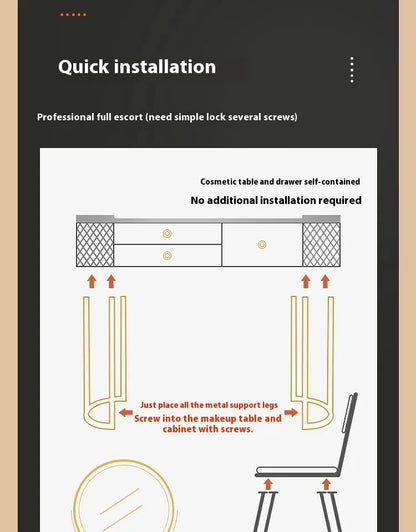 Makeup Dressing Table Mirror With Led Lighting And Storage White