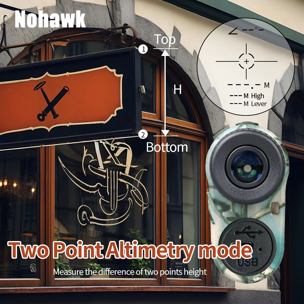 Nohawk Golf Laser Rangefinder 600M 1000M Multifunctional Telescope with Flag-Lock Slope  Distance Meter for Hunting Monocular