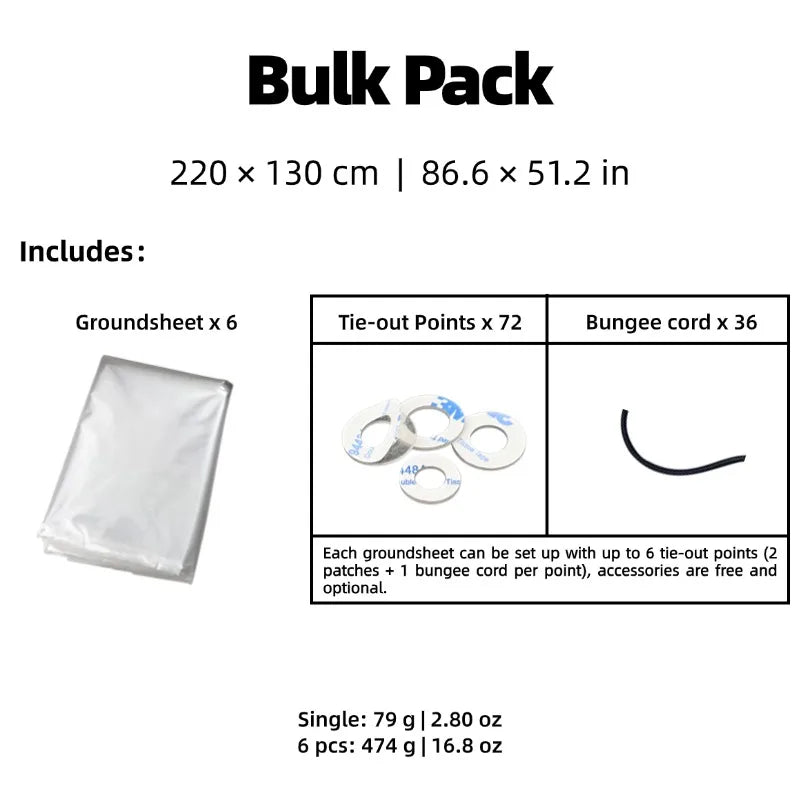 Ultralight Polycro Footprint 69g — Waterproof Tent Groundsheet Tarp Mat, Compact Portable Camping Gear, Hiking Shelter Accessory