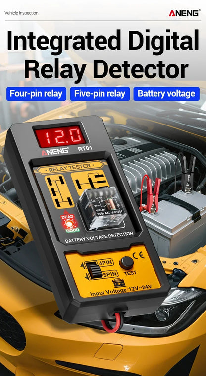 Voltage Battery Tester 11-25V Car Relay Detector 4/5 Pins Digital Display
