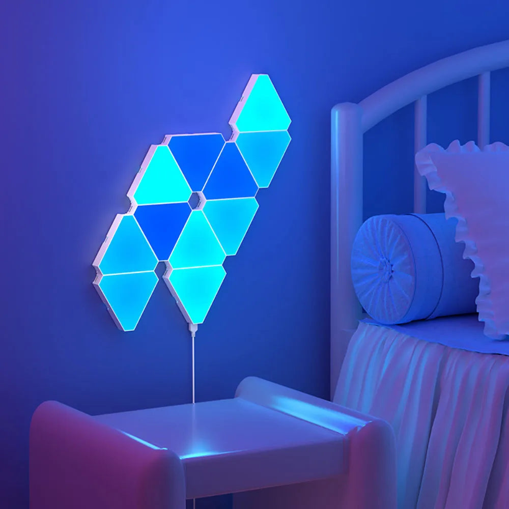 LED Triangular Quantum Lamp – RGB Smart Wall Lamp for Bedroom & Office
