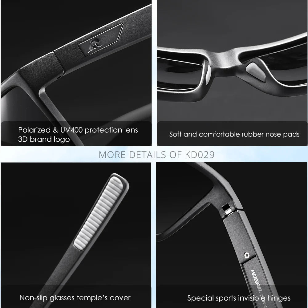 KDEAM Scratch Resistance Sunglasses Men Polarized 100% UV Protection Sun Glasses Integral Spring Hinges And Curved Temples KD029