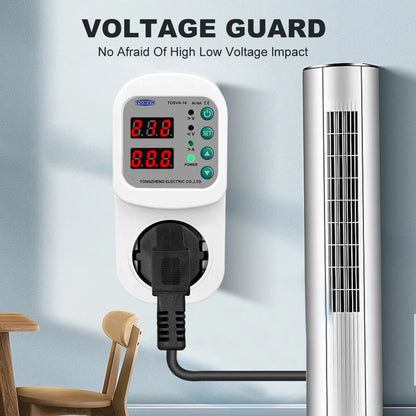 Automatic Voltage and Current Protector Socket 110-220V EU Plug 1-16A