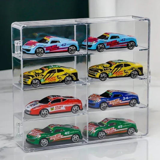Acrylic Car Display Box 1:64 For Hot Wheels Car Model Toy 8 Grid Cabinet Rack Dustproof Stackable Car Storage Boxes Transparent